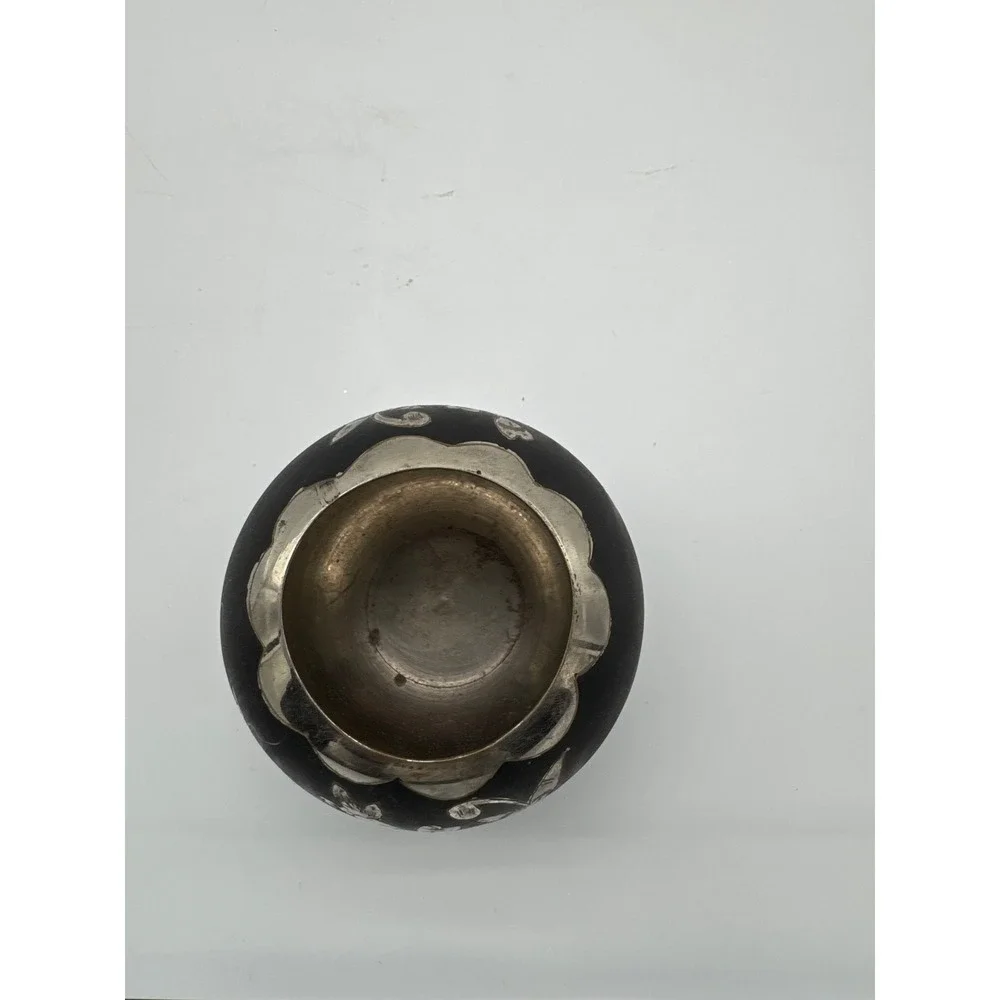 Blackened Aluminum‎ floral etched Vase from India